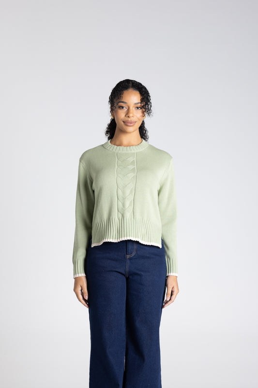 CABLE KNIT W TIPPING