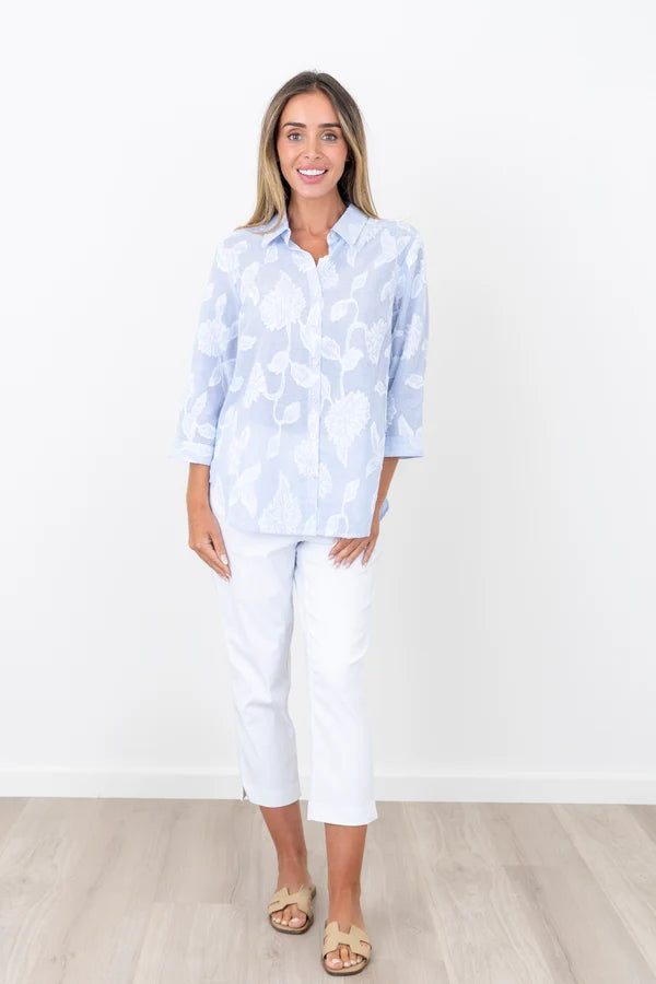 BINDI EMB 3/4 SLEEVE SHIRT