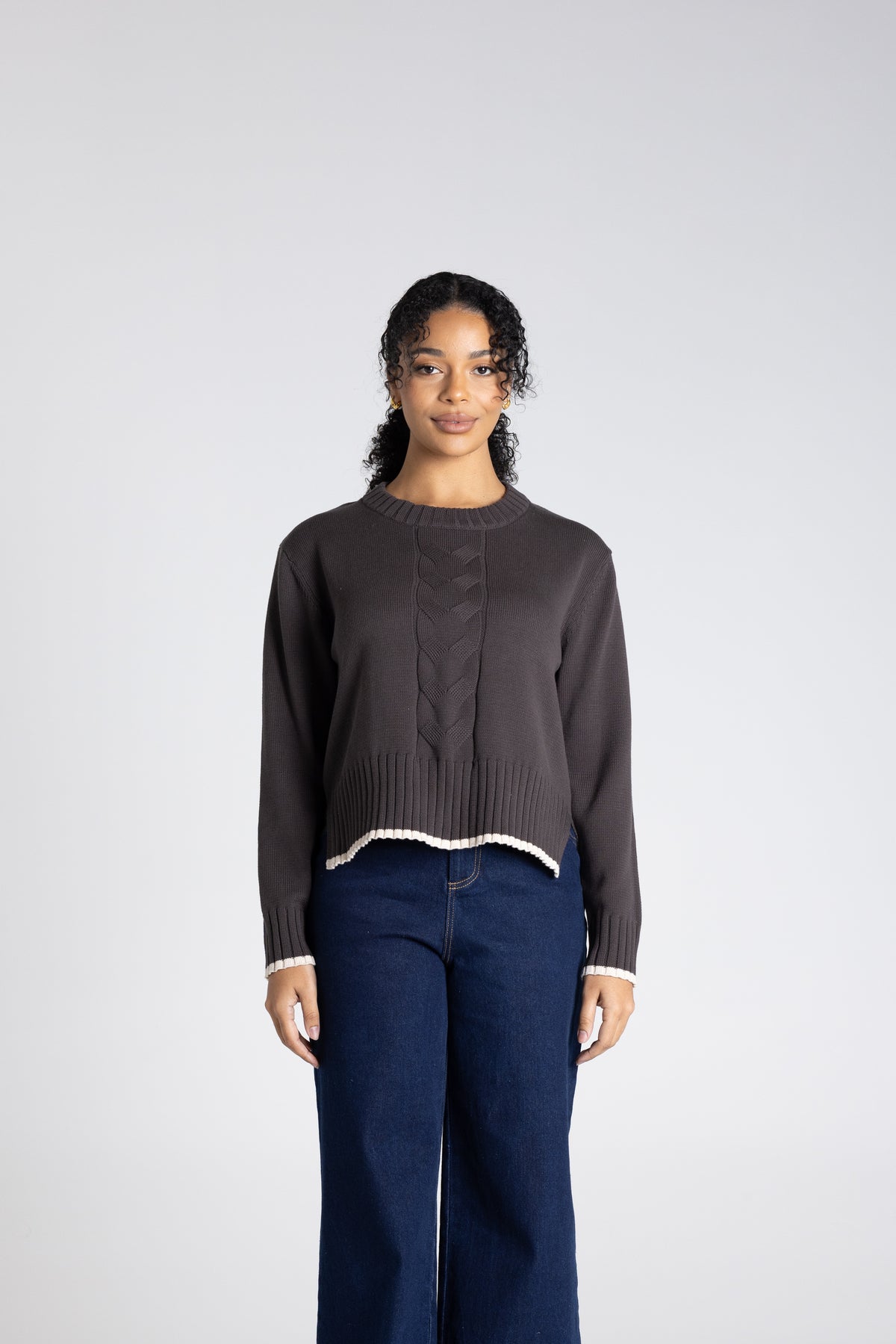 CABLE KNIT W TIPPING