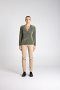 CHENILLE KNIT V-NECK